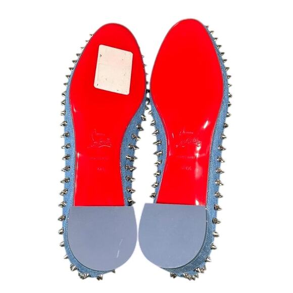 Christian Louboutin Sweetie Jane Spikes Denim Ballet Flats 40.5 NIB - Picture 3 of 7